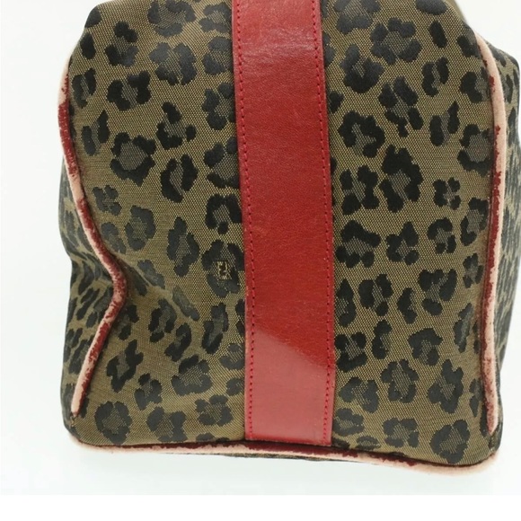 Auth FENDI Leopard Canvas Vanity Pouch Brown Red - Picture 5 of 12